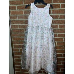 Belle Badgley Mischka Girls Dress Pink Floral Wedding Easter 16
